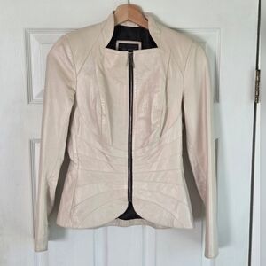 Women's Cream Leather Jacket
